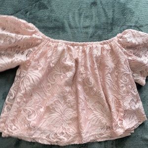 Pink Lace Off the Shoulder top